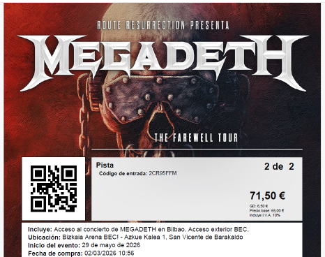 Megadeth entrada